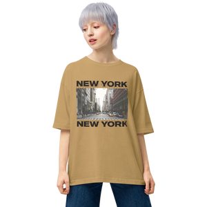 Sand Khaki / S New York Front Unisex Oversized Light T-Shirt by Design Express