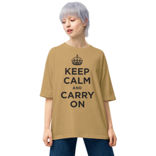 Sand Khaki / S Keep Calm and Carry On Unisex Oversized T-Shirt by Design Express