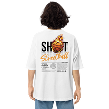 White / S Shoot Streetball Back Unisex Oversized Light T-Shirt by Design Express