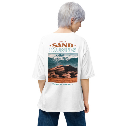 White / S Great Sand Dunes Back Unisex Oversized T-Shirt by Design Express