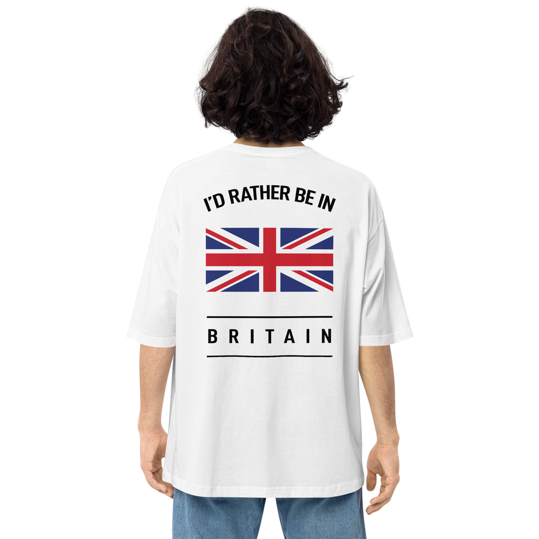 S I'd Rather Be In Britain Unisex Oversized White T-Shirt by Design Express