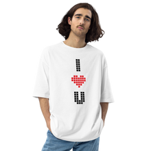 White / S I Heart U Pixel Vertical Unisex Oversized T-Shirt by Design Express