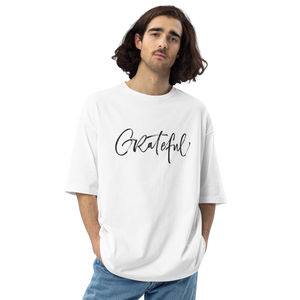 White / S Grateful Light Unisex Oversized T-Shirt by Design Express