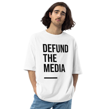 White / S Defund the Media Condensed Unisex Oversized Light T-Shirt by Design Express