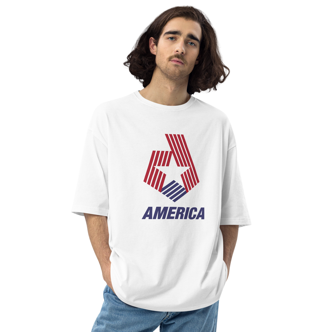 S America Star Stripe Unisex Oversized White T-Shirt by Design Express