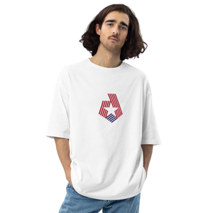 America "Star Stripes" Back Unisex Oversized White T-Shirt by Design Express