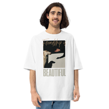 White / S Friendship is Beautiful Front Unisex Oversized T-Shirt by Design Express