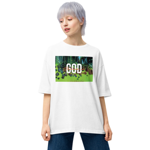 White / S Believe in God Unisex Oversized T-Shirt by Design Express