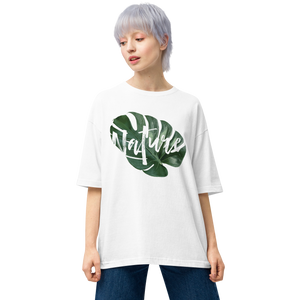 White / S Nature Montserrat Leaf Unisex Oversized T-Shirt by Design Express