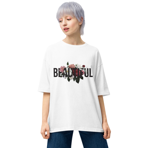 White / S Beautiful Flower Unisex Oversized Light T-Shirt by Design Express