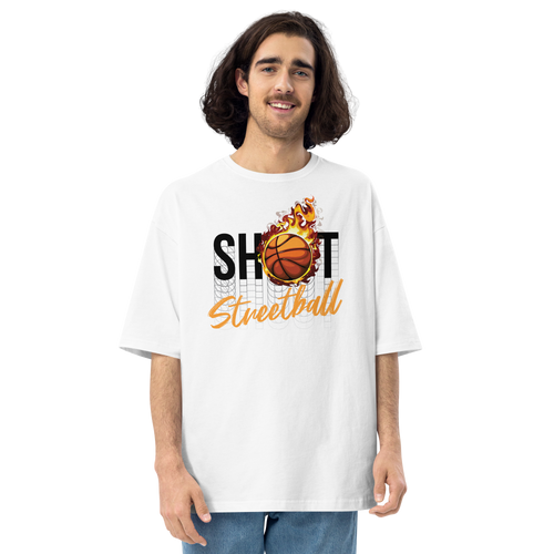 White / S Shoot Streetball Front Unisex Oversized Light T-Shirt by Design Express