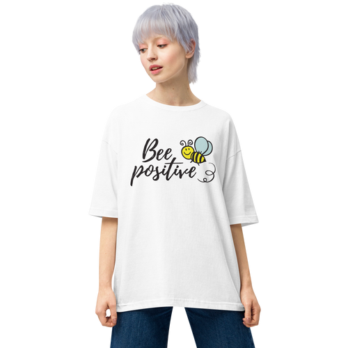 White / S Bee Positive Unisex Oversized Light T-Shirt by Design Express