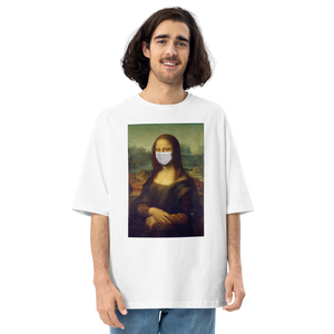 White / S Monalisa Mask Unisex Oversized T-Shirt by Design Express