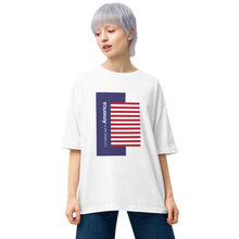 I'd Rather Be in America Vertical Block Stripe Unisex Oversized White T-Shirt by Design Express