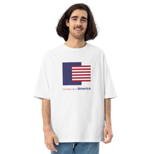 S I'd Rather Be in America Block Stripe Unisex Oversized White T-Shirt by Design Express