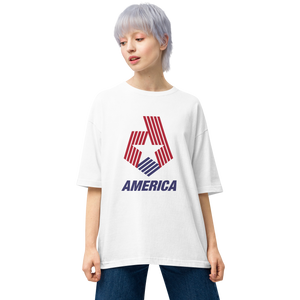 America Star Stripe Unisex Oversized White T-Shirt by Design Express