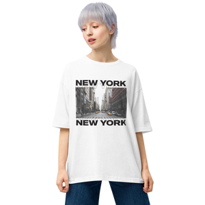 White / S New York Front Unisex Oversized Light T-Shirt by Design Express