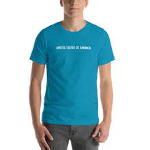 Aqua / S United States Of America Eagle Illustration Reverse Backside Short-Sleeve Unisex T-Shirt by Design Express