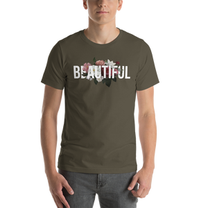 Army / S Beautiful Flower Short-Sleeve Unisex Dark T-Shirt by Design Express