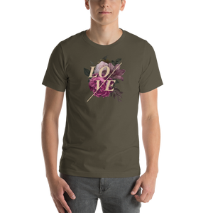 Army / S Love Flower Short-Sleeve Unisex T-Shirt by Design Express