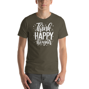 Army / S Think Happy Thoughts Short-Sleeve Unisex T-Shirt by Design Express