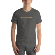 Asphalt / S United States Of America Eagle Illustration Gold Reverse Backside Short-Sleeve Unisex T-Shirt by Design Express