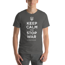 Asphalt / S Keep Calm and Stop War (Support Ukraine) White Print Short-Sleeve Unisex T-Shirt by Design Express