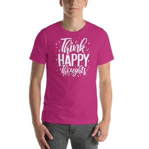 Berry / S Think Happy Thoughts Short-Sleeve Unisex T-Shirt by Design Express