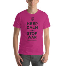 Berry / S Keep Calm and Stop War (Support Ukraine) Black Print Short-Sleeve Unisex T-Shirt by Design Express