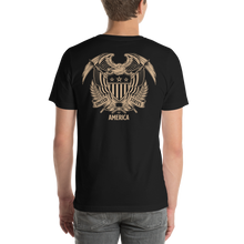United States Of America Eagle Illustration Gold Reverse Backside Short-Sleeve Unisex T-Shirt by Design Express