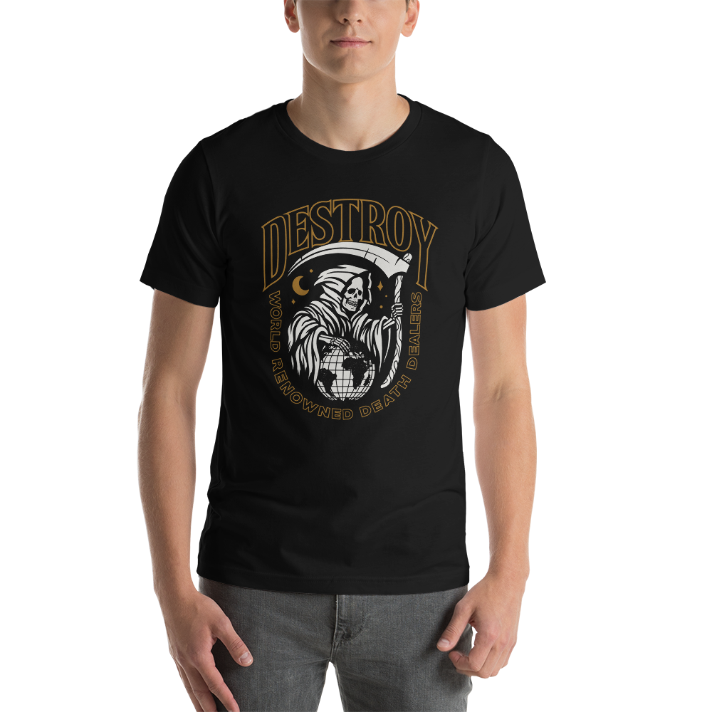 XS Destroy World tShort-Sleeve Unisex T-Shirt by Design Express