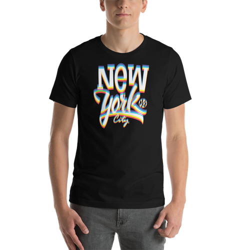 Black / XS New York City Glitch Short-Sleeve Unisex T-Shirt by Design Express