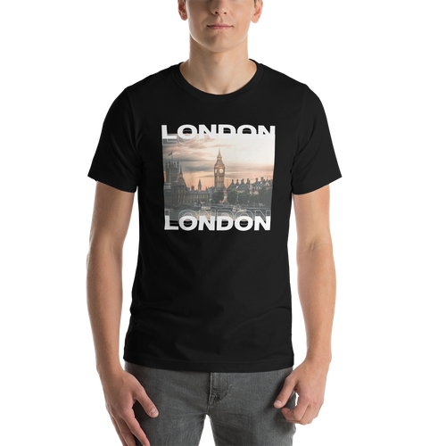 XS London Front Unisex Black T-Shirt by Design Express