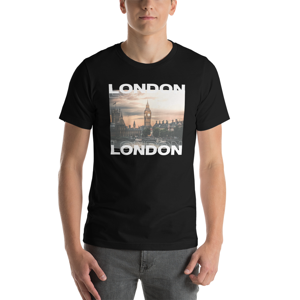 XS London Front Unisex Black T-Shirt by Design Express