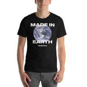 Black / XS Save Our Planet, Made in Earth (Front) T-Shirt by Design Express