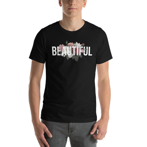 Black / XS Beautiful Flower Short-Sleeve Unisex Dark T-Shirt by Design Express