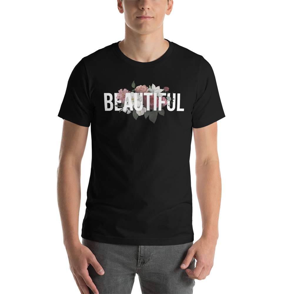 Black / XS Beautiful Flower Short-Sleeve Unisex Dark T-Shirt by Design Express