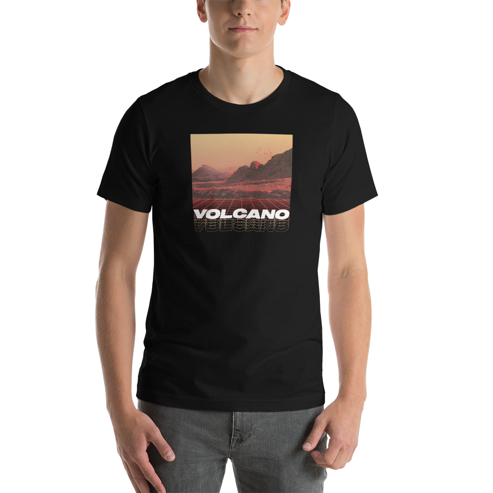 Black / XS Volcano Front Short-Sleeve Unisex T-Shirt by Design Express