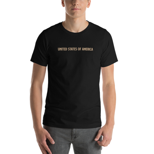 Black / XS United States Of America Eagle Illustration Gold Reverse Backside Short-Sleeve Unisex T-Shirt by Design Express