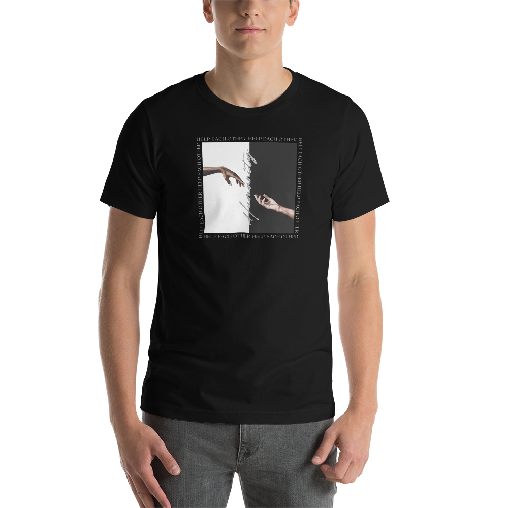Black / XS Humanity Front Short-Sleeve Unisex T-Shirt by Design Express