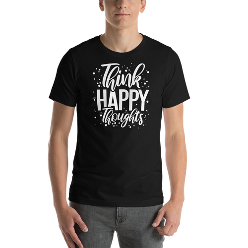 Black / XS Think Happy Thoughts Short-Sleeve Unisex T-Shirt by Design Express