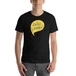 Black / XS Hello Summer Yellow Unisex T-Shirt by Design Express