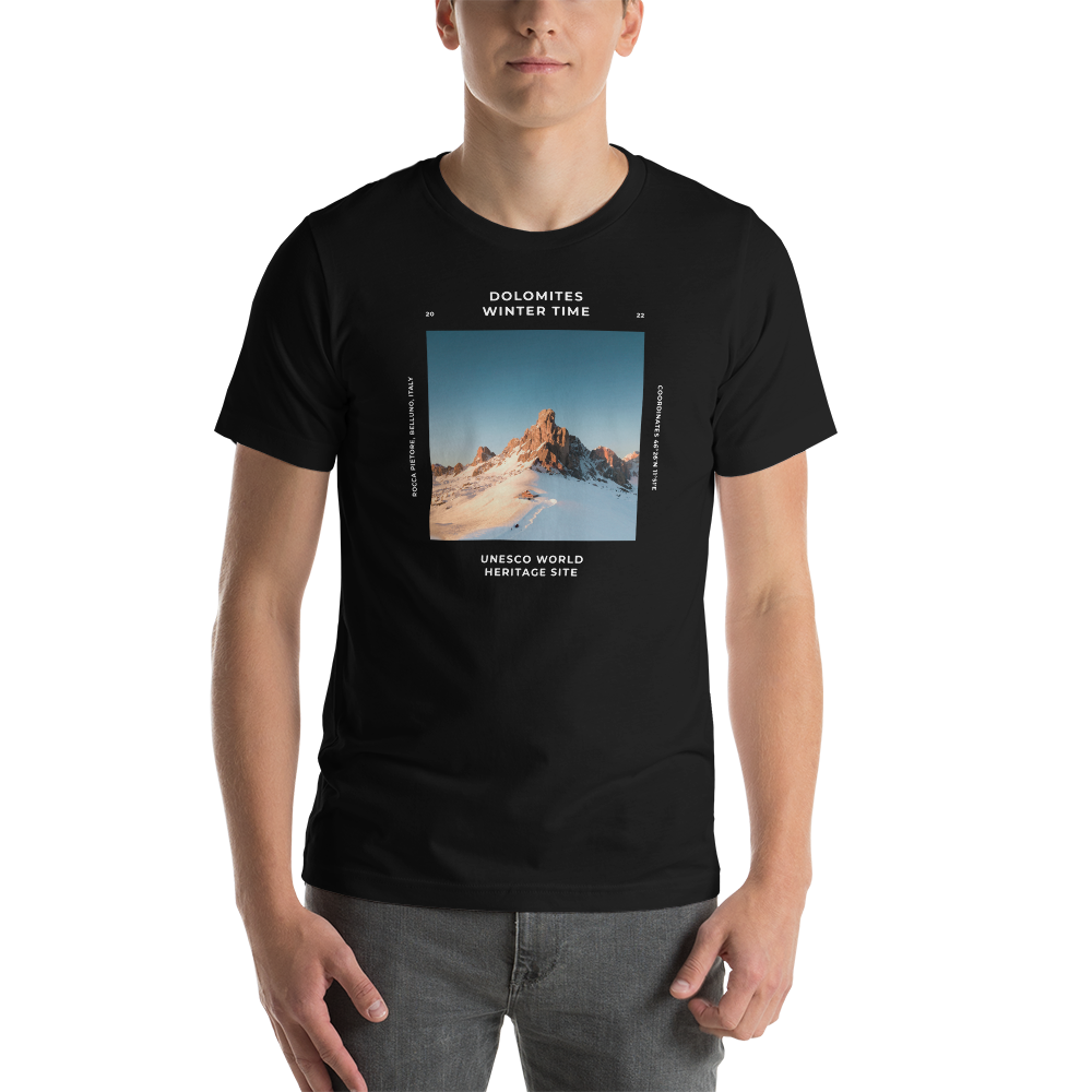 Black / XS Dolomites Italy Unisex T-shirt Front by Design Express