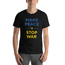 Black / XS Make Peace Stop War (Support Ukraine) Blue Yellow Print Short-Sleeve Unisex T-Shirt by Design Express