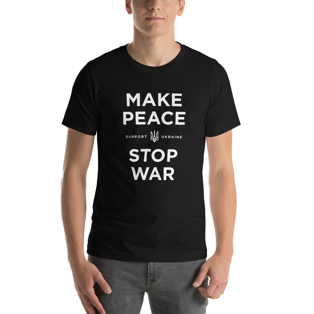 XS Make Peace Stop War (Support Ukraine) Black Short-Sleeve Unisex T-Shirt by Design Express