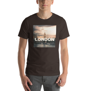 Brown / S London Square Unisex Black T-Shirt by Design Express