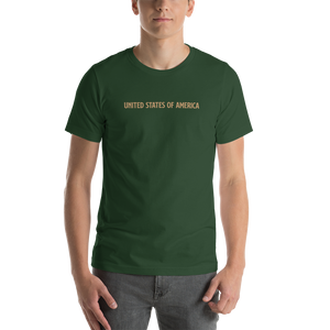 Forest / S United States Of America Eagle Illustration Gold Reverse Backside Short-Sleeve Unisex T-Shirt by Design Express