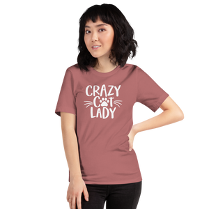 Mauve / S Crazy Cat Lady (Cat lover) Funny Light T-Shirt by Design Express