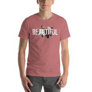 Mauve / S Beautiful Flower Short-Sleeve Unisex Dark T-Shirt by Design Express