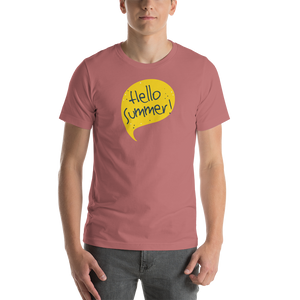 Mauve / S Hello Summer Yellow Unisex T-Shirt by Design Express